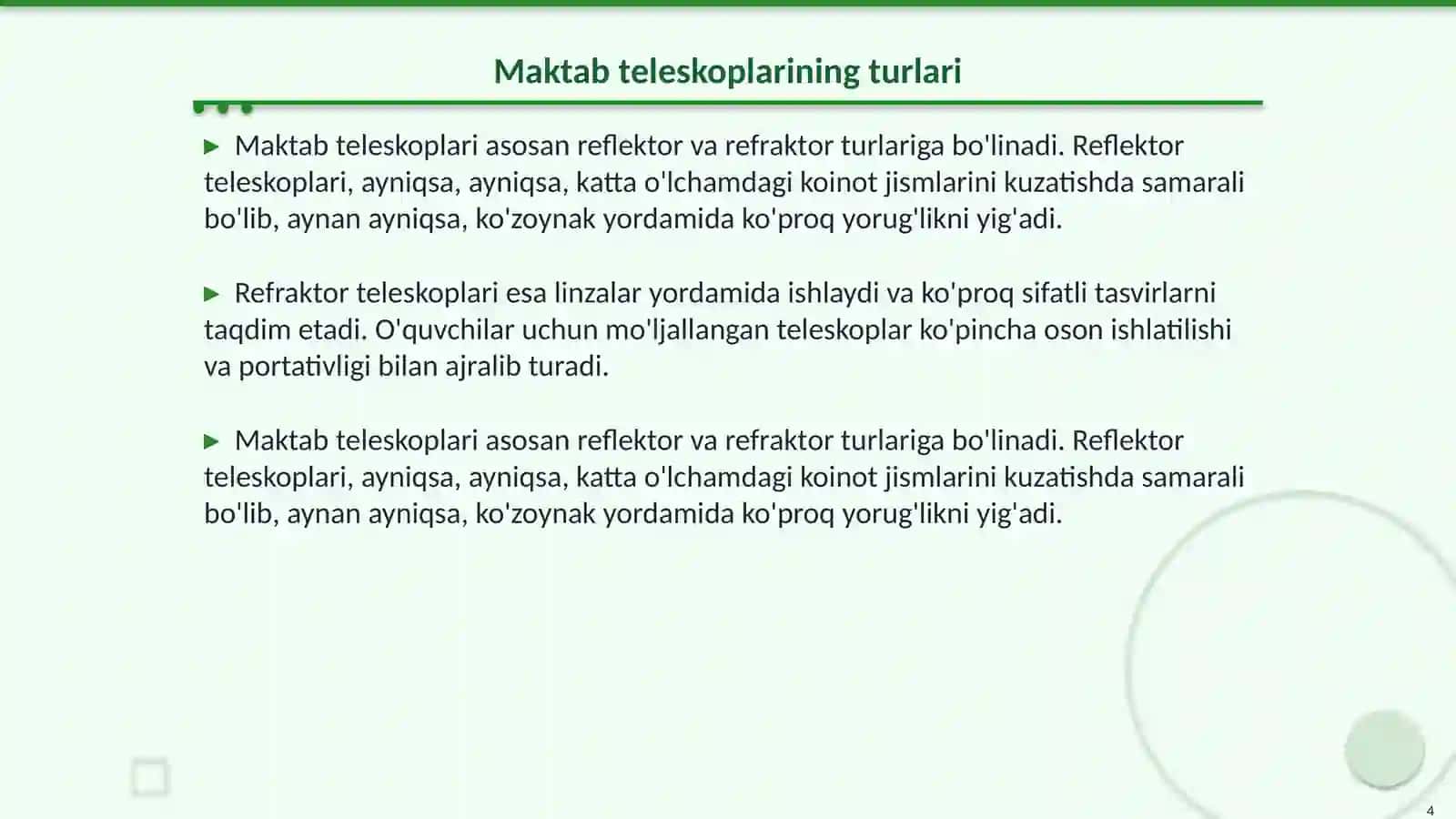 Maktab teleskoplari 4