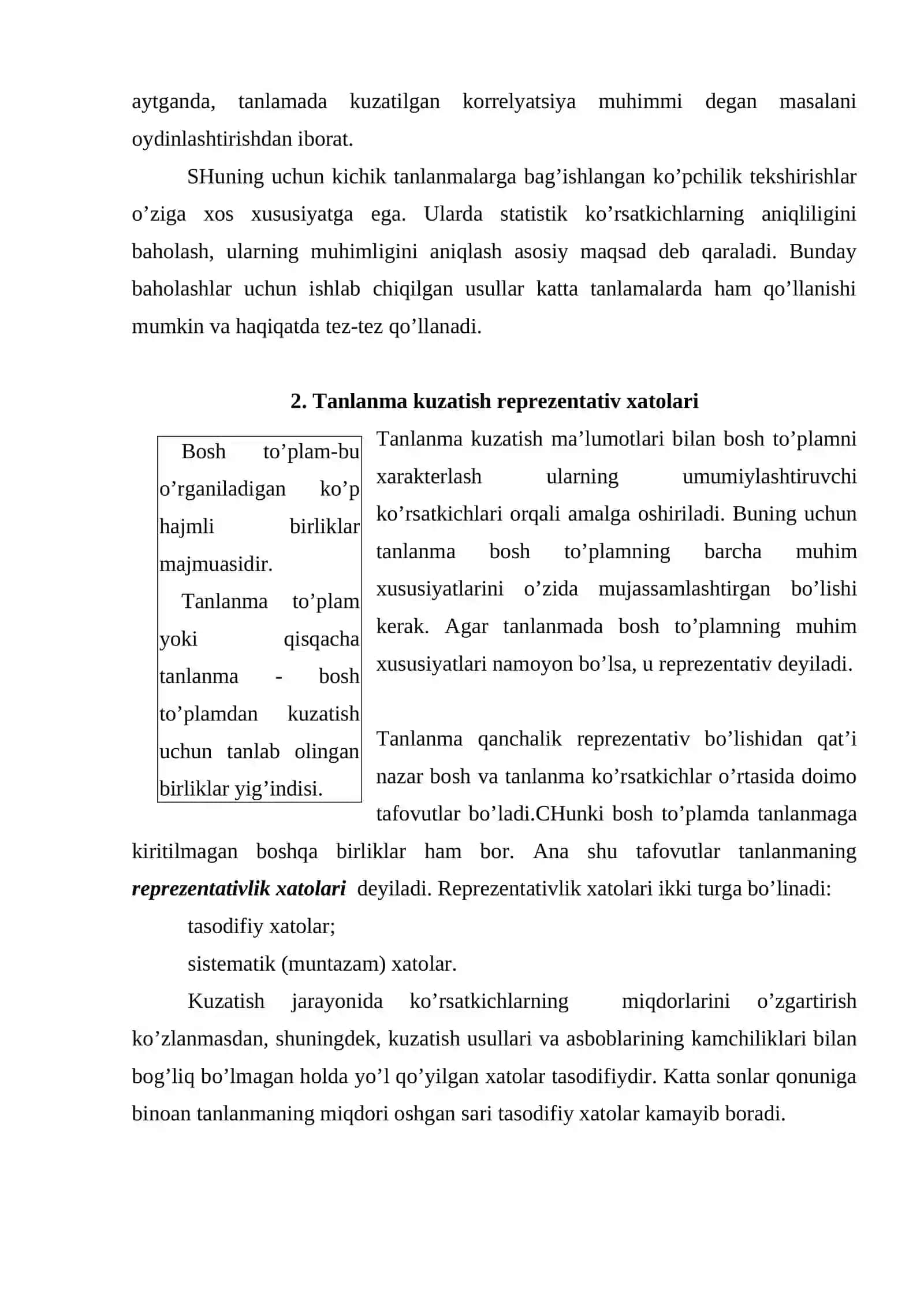 Tanlanma kuzatish 4