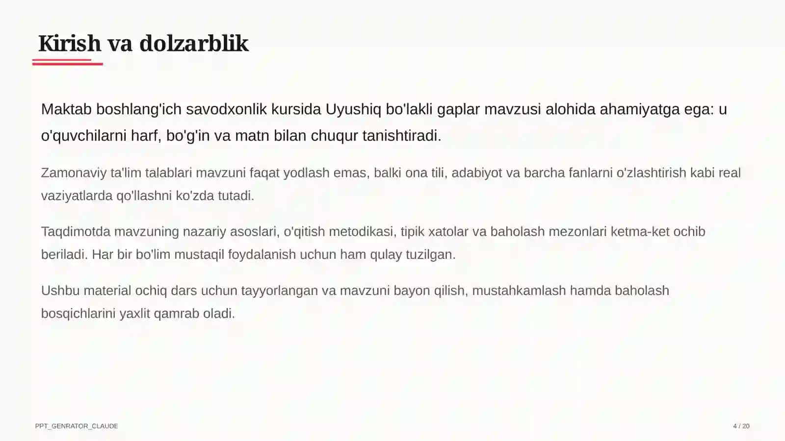 Uyushiq bo'lakli gaplar (4-sinf) 4