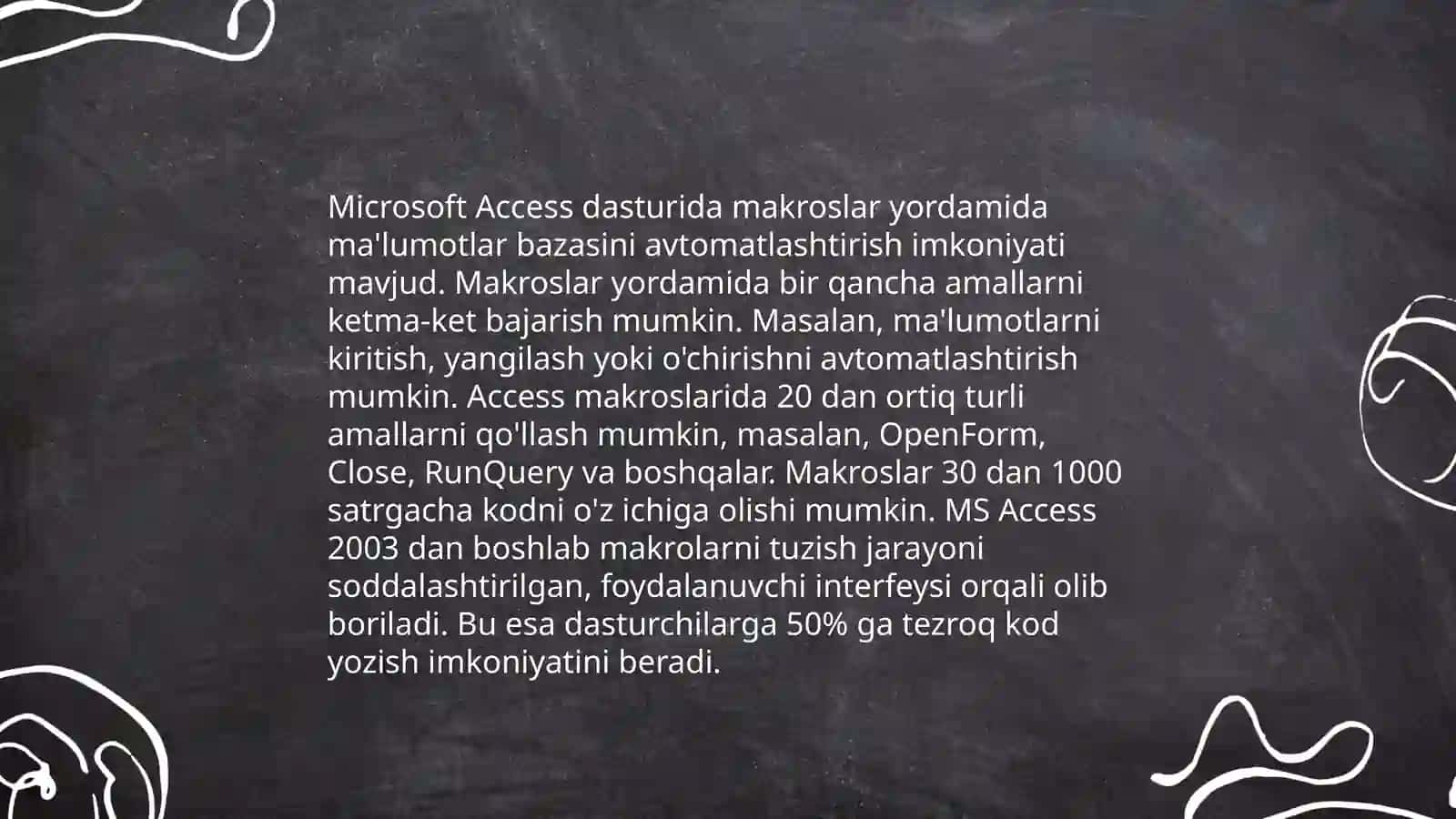 Microsoft Access hisobotlar, makrolar va modullar 4