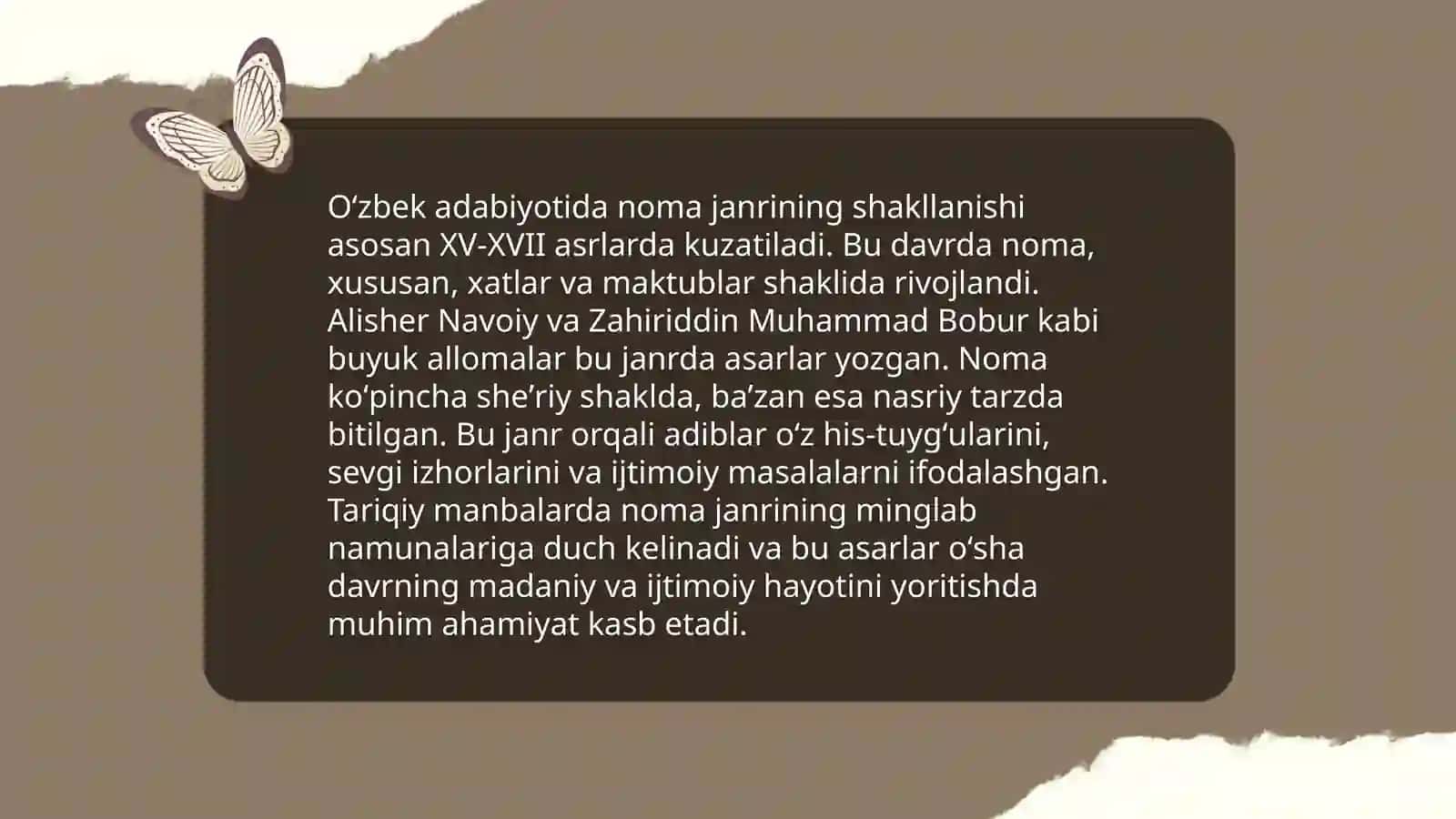 Oʻzbek adabiyotida noma janri 4