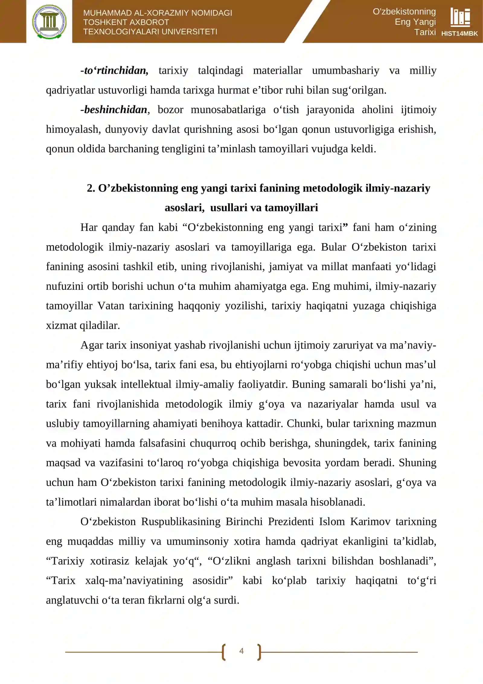 O'zbekistonning Eng Yangi Tarixi 4