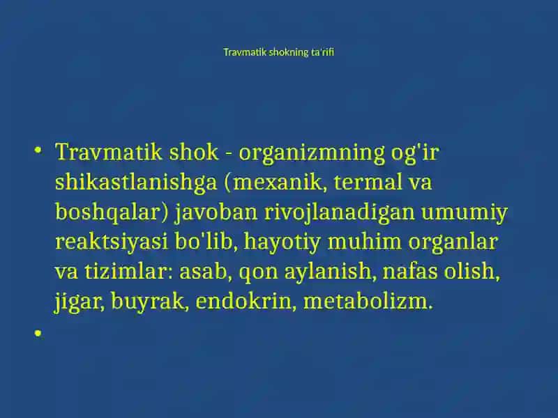 Travmatikshok. Uzoq muddatli siqilish sindromi 4
