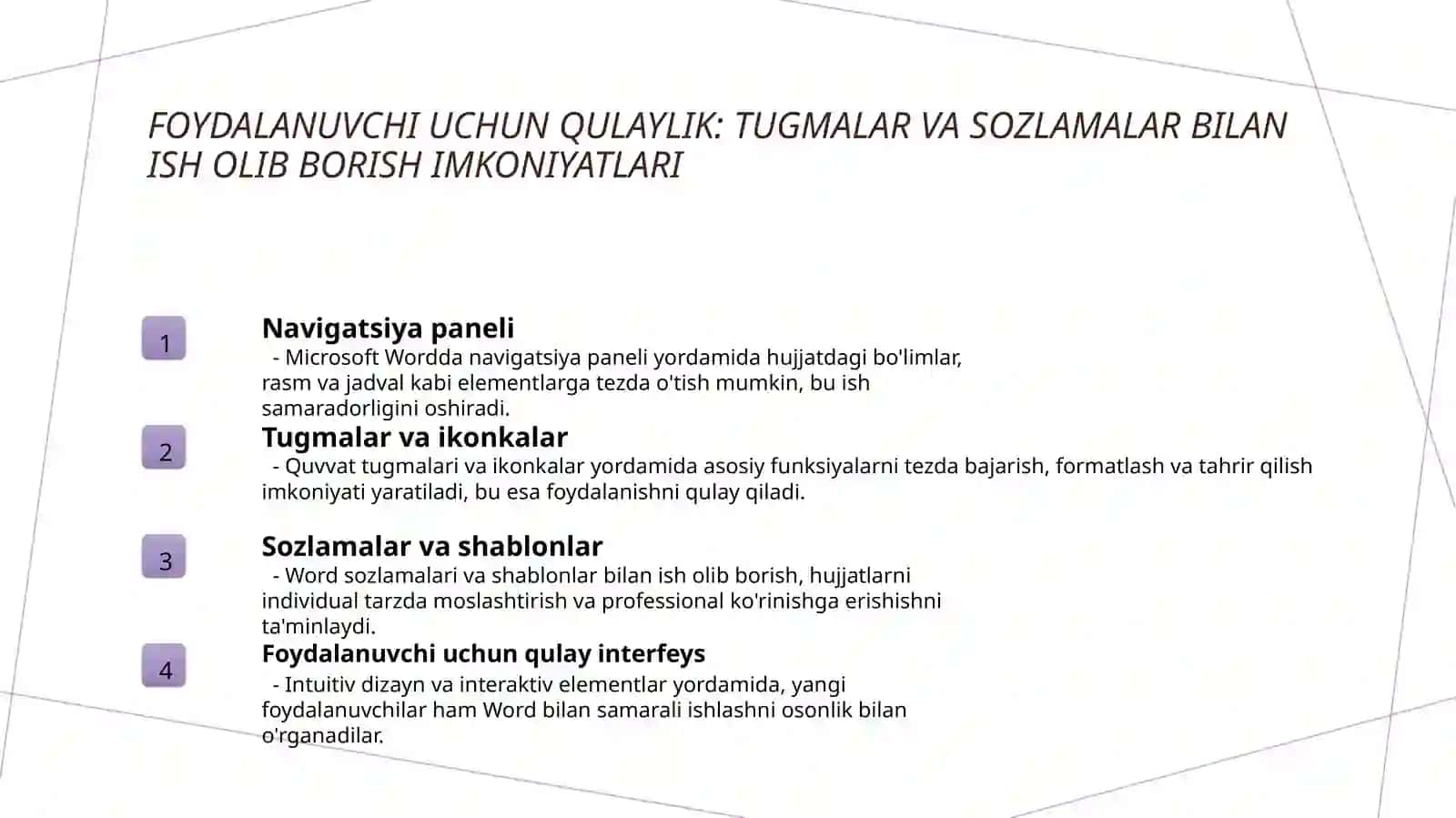 Microsoft Word interfeysiga kirish 4