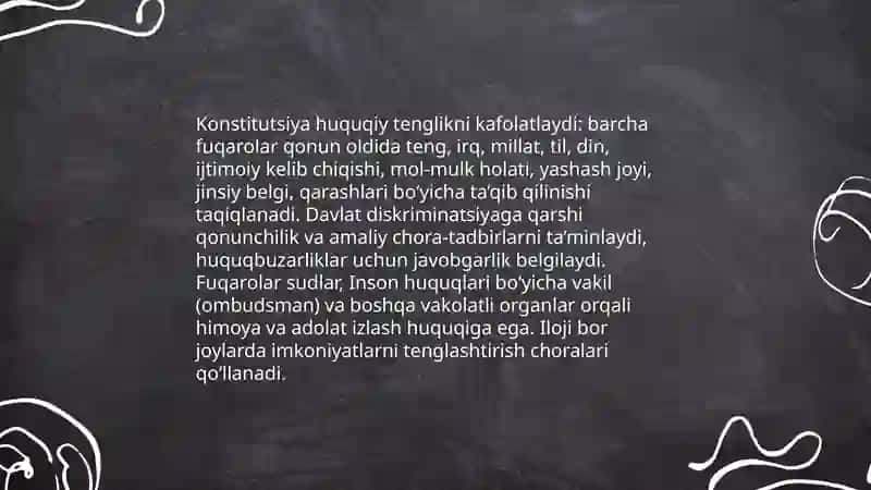 Konstitutsiyaviy kafolatlar va fuqarolarning asosiy huquq va erkinliklari 4