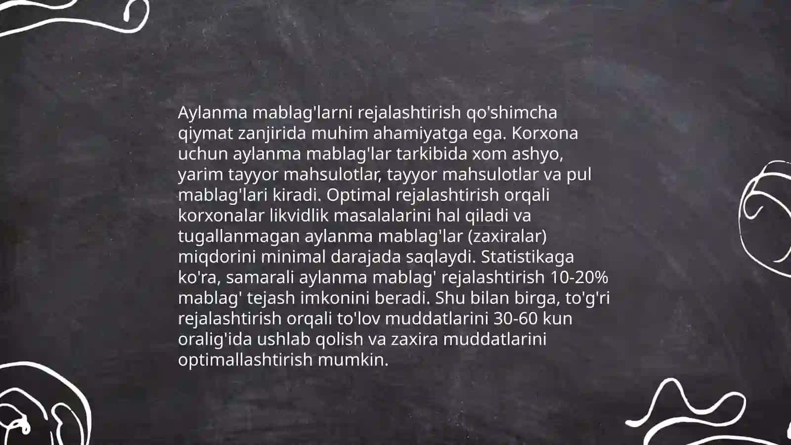 Aylanma mablag'larni meyorlashtirish 4