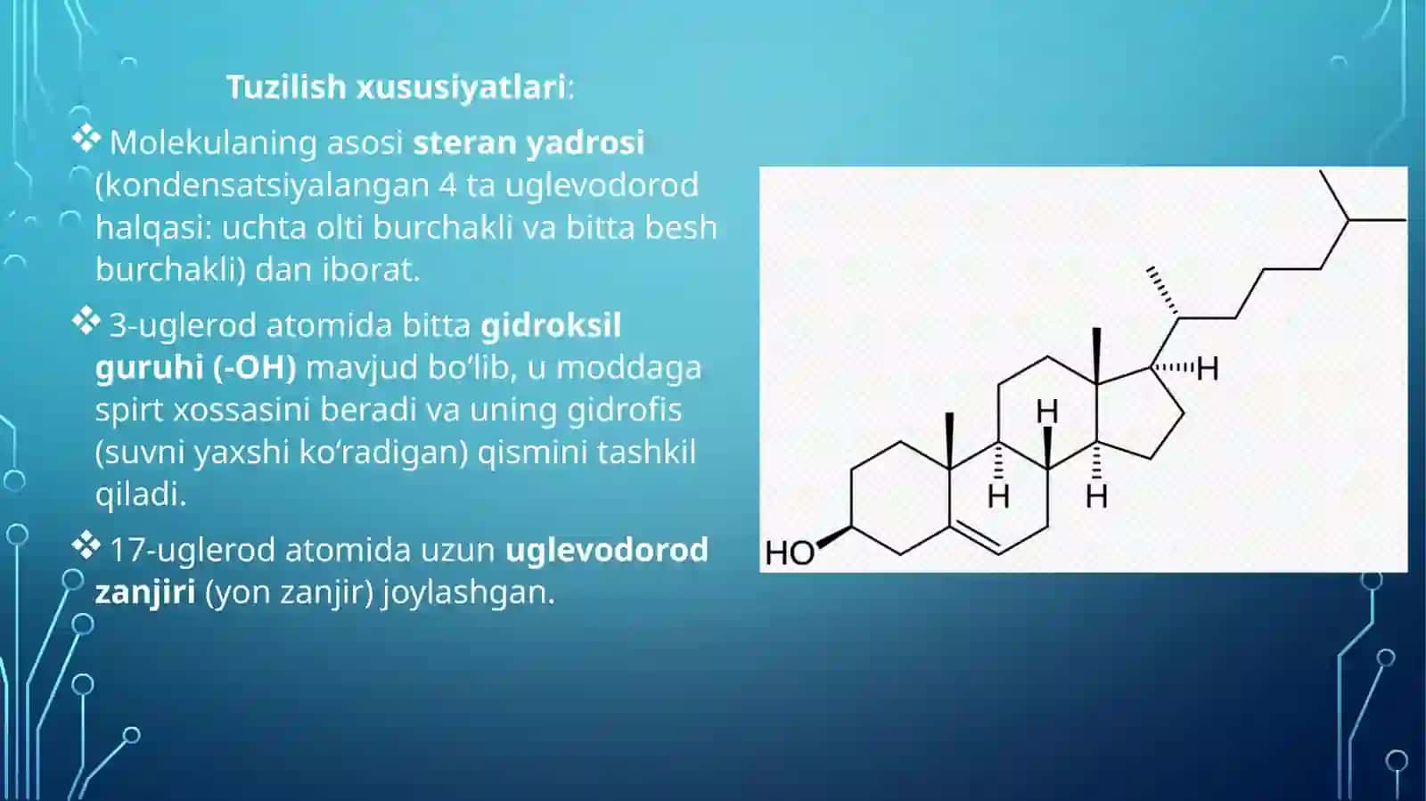 Xolesterol, ergosterin, kalsiferol. 4