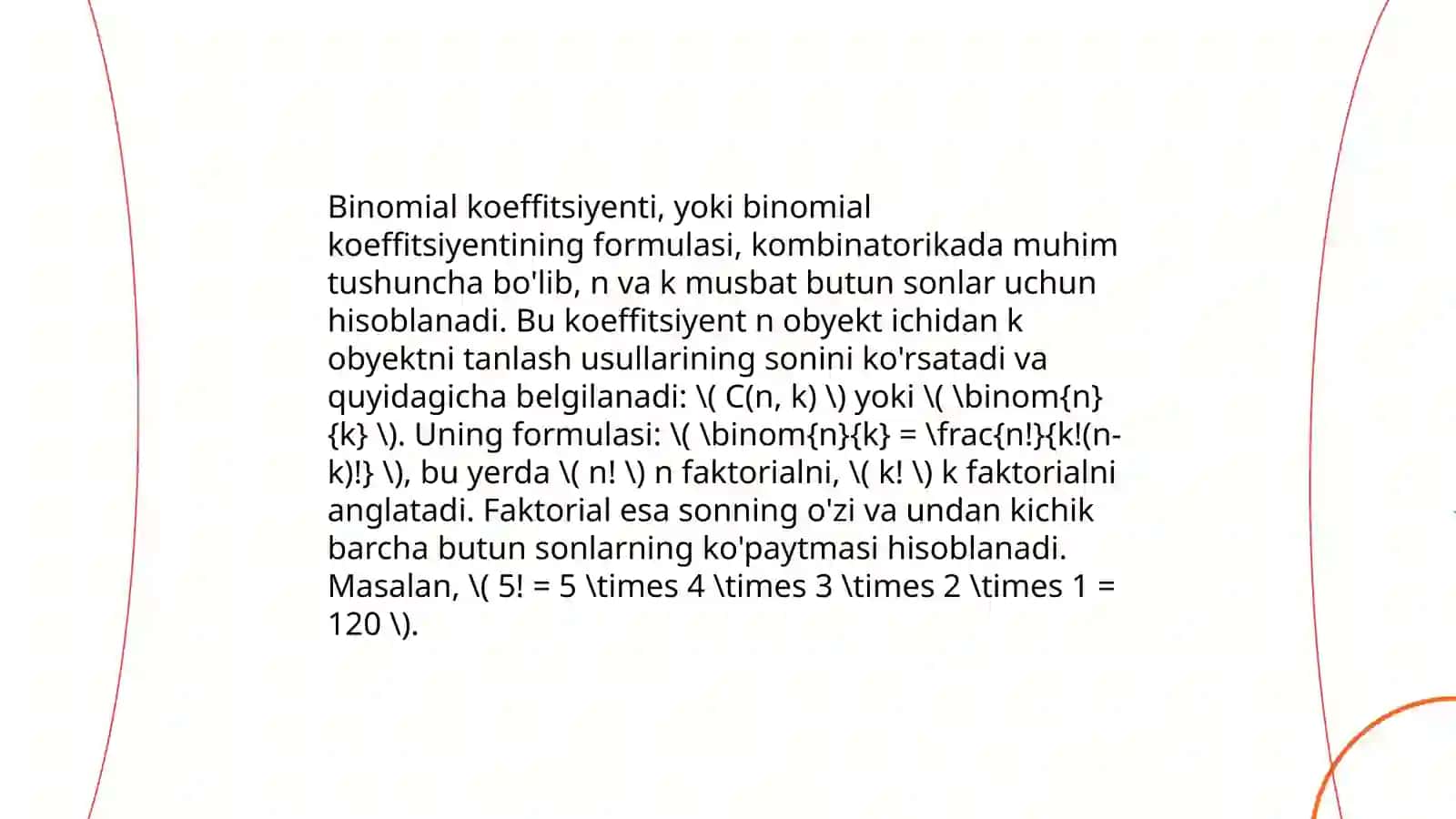 Binomial koiffetsiyenti 4