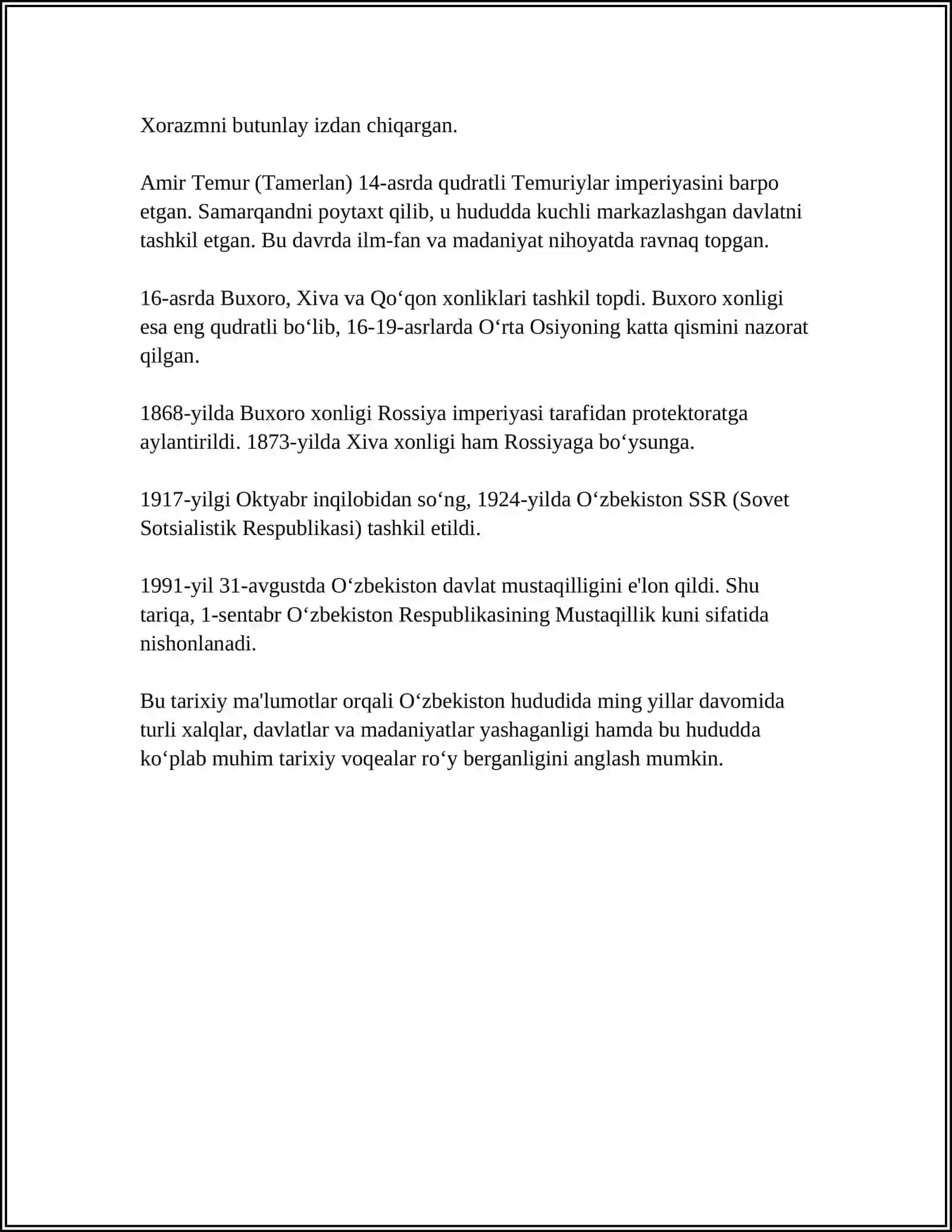 O'zbekiston Tarixi 4