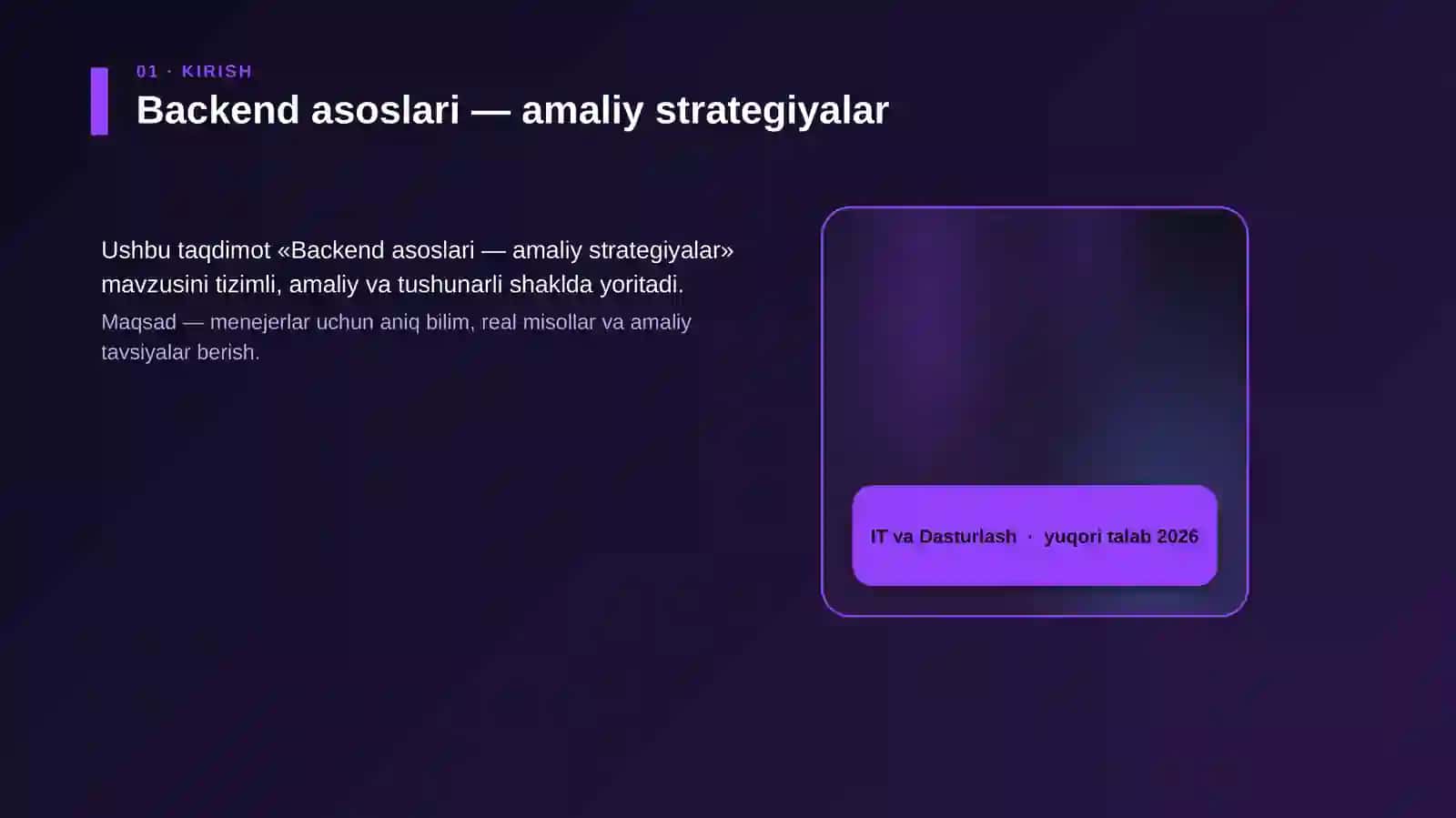 Backend asoslari — amaliy strategiyalar 4