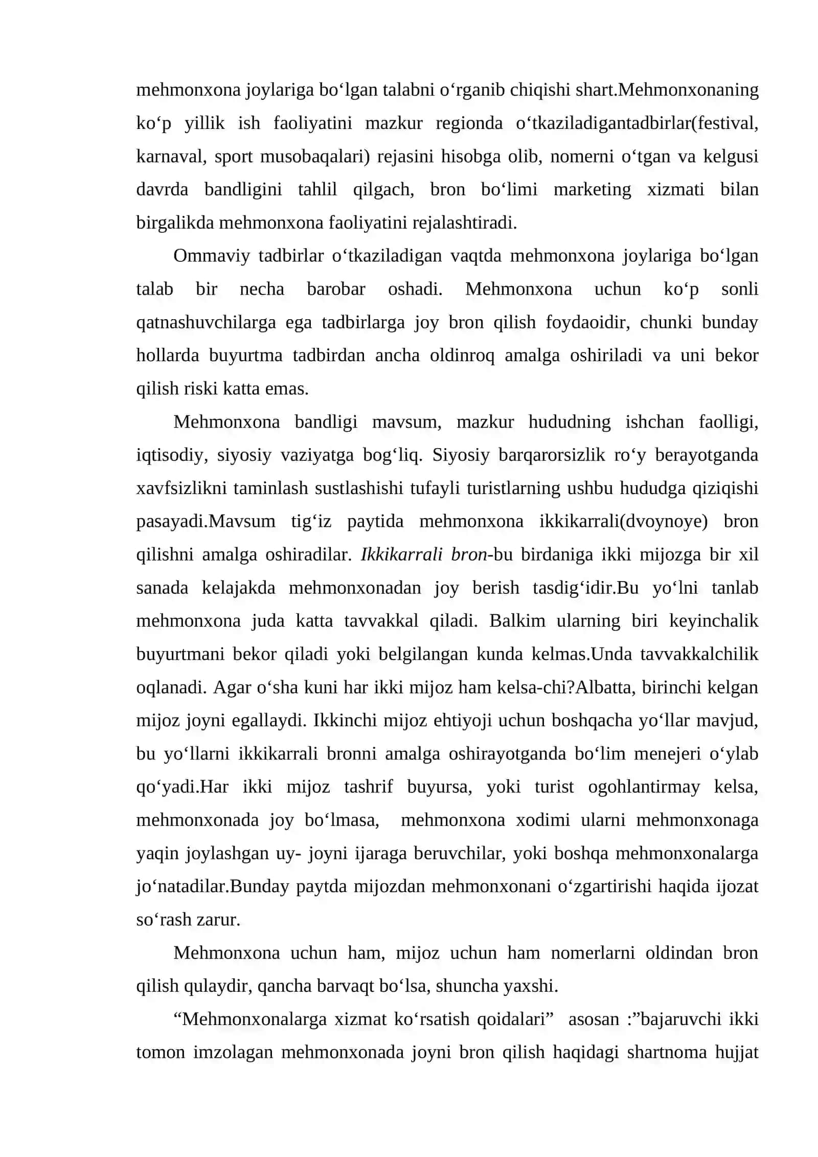 Mehmonxonada nomer va joyni bron qilish tartibi 4