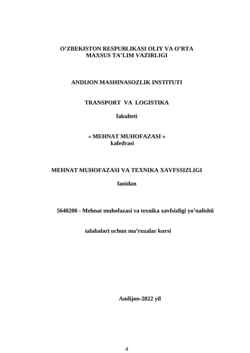 MEHNAT MUHOFAZASI VA TEXNIKA XAVFSIZLIGI 4