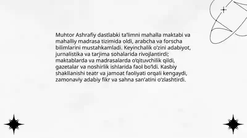 Muhtor Ashrafiy hayoti va ijodi 4