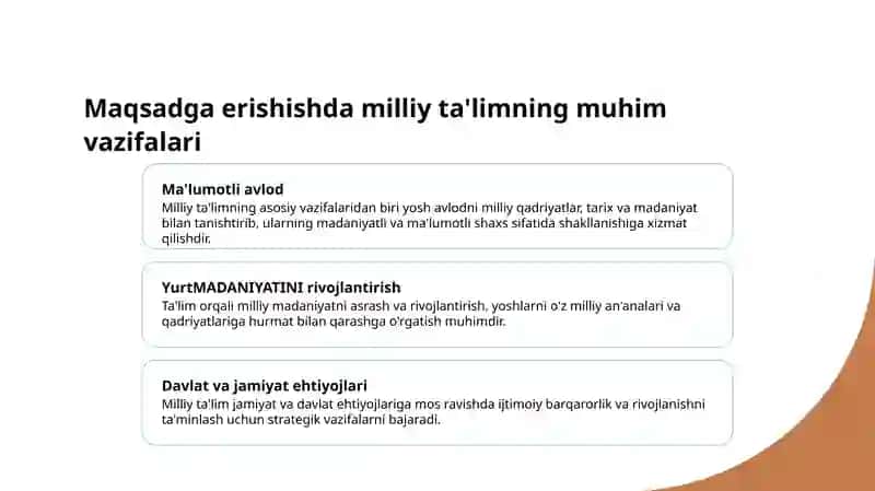 Milliy ta'limning milliy yoʼnaltirilganligi 4