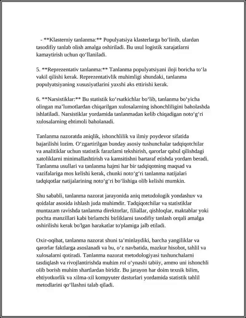 Tanlanma nazorat 4