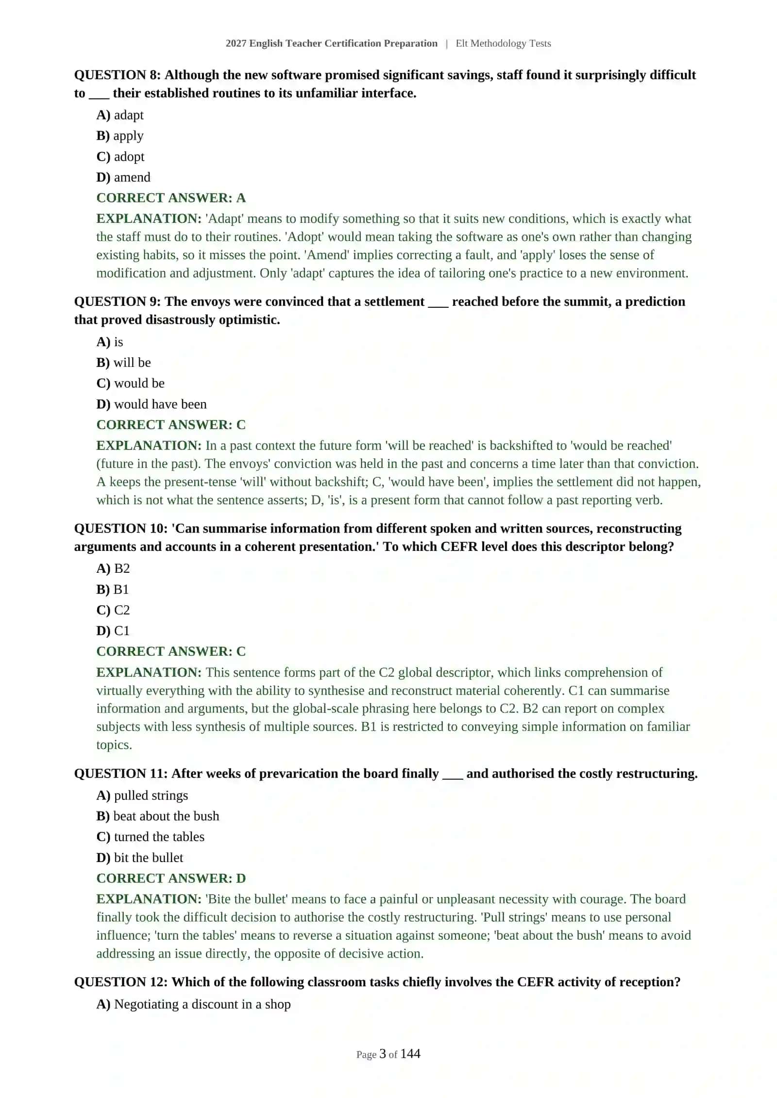 2027 English Teacher Certification Preparation | Elt Methodology Tests 4