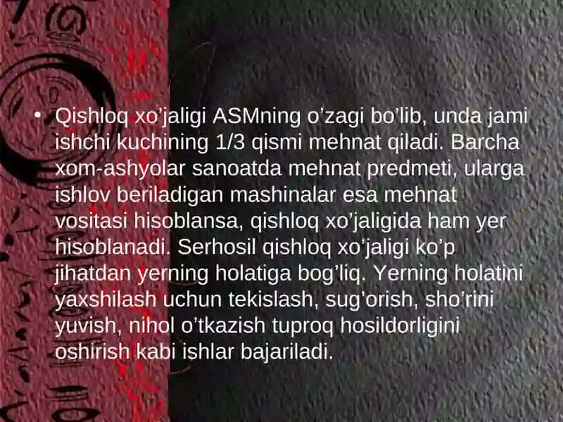 Mustaqillik yillarida qishloq xo'jaligi va sanoat sohasidagi o'zgarishlar 4
