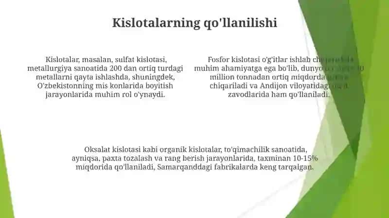 Kislotalarning olinishi va xossalari 4