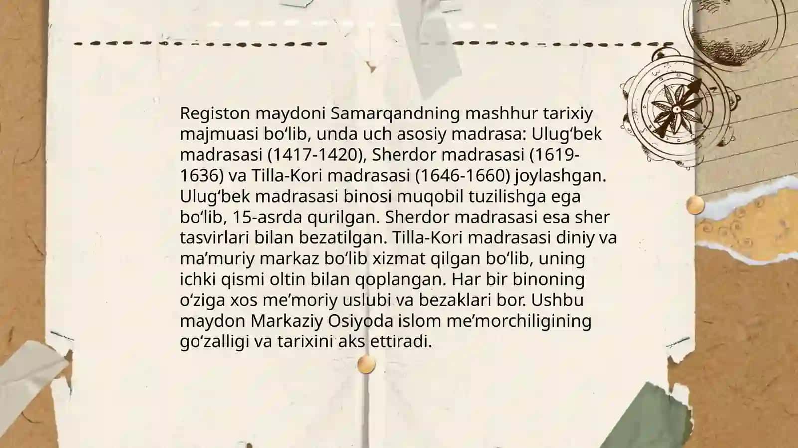 Registon ansambli. Ulugʻbek rasadxonasi 4
