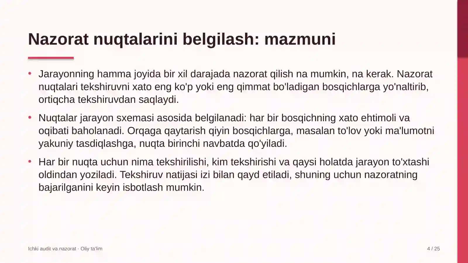 Ichki audit va nazorat · Oliy ta'lim 4