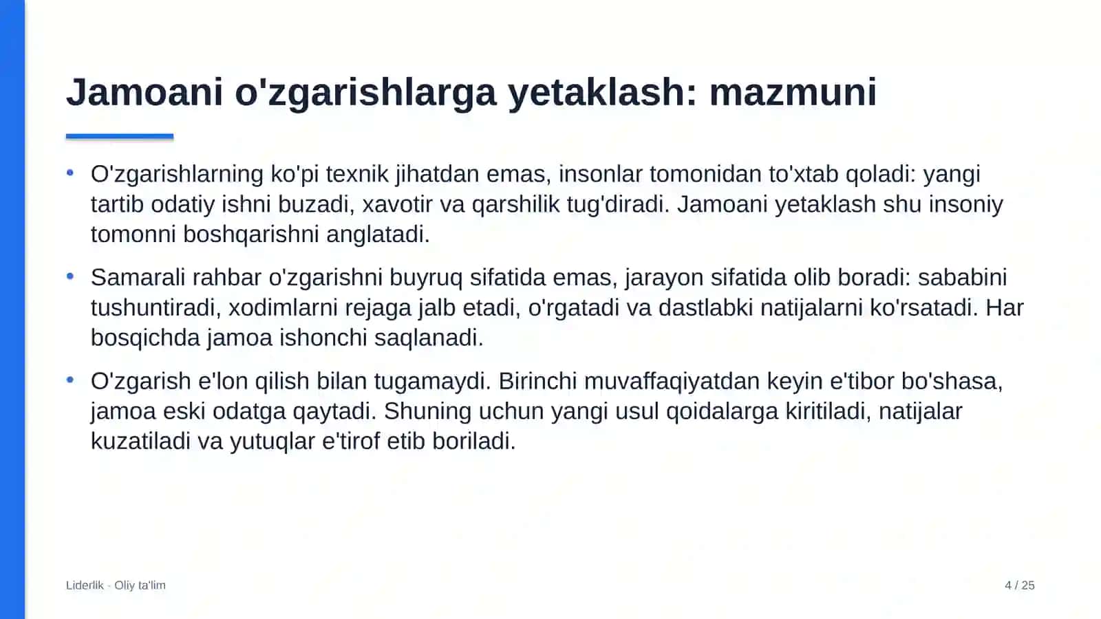 Bog'dorchilikda jamoani o'zgarishlarga yetaklash 4