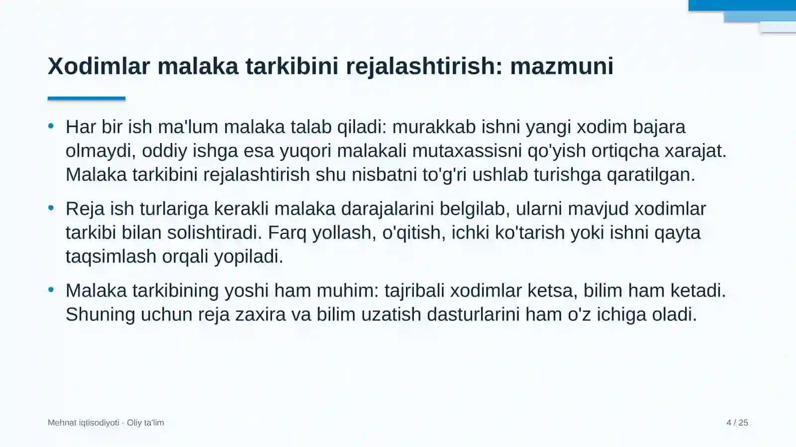 Internet-do'konlarda xodimlar malaka tarkibini rejalashtirish 4