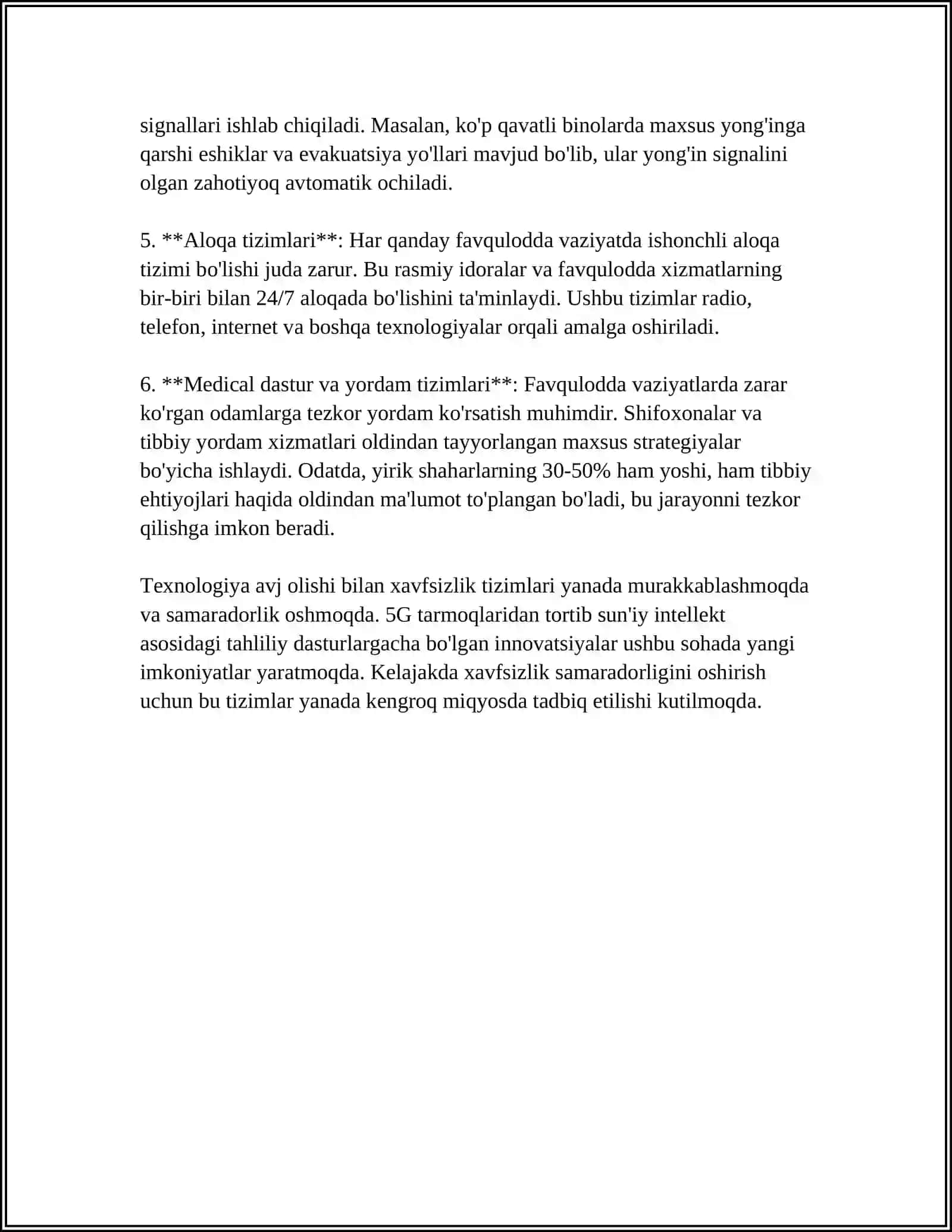 Favqulodda va ziyatlar uchun xavfsizlikni taminlash bo'yicha qabul qilingan davlat standartlari tizimi 4