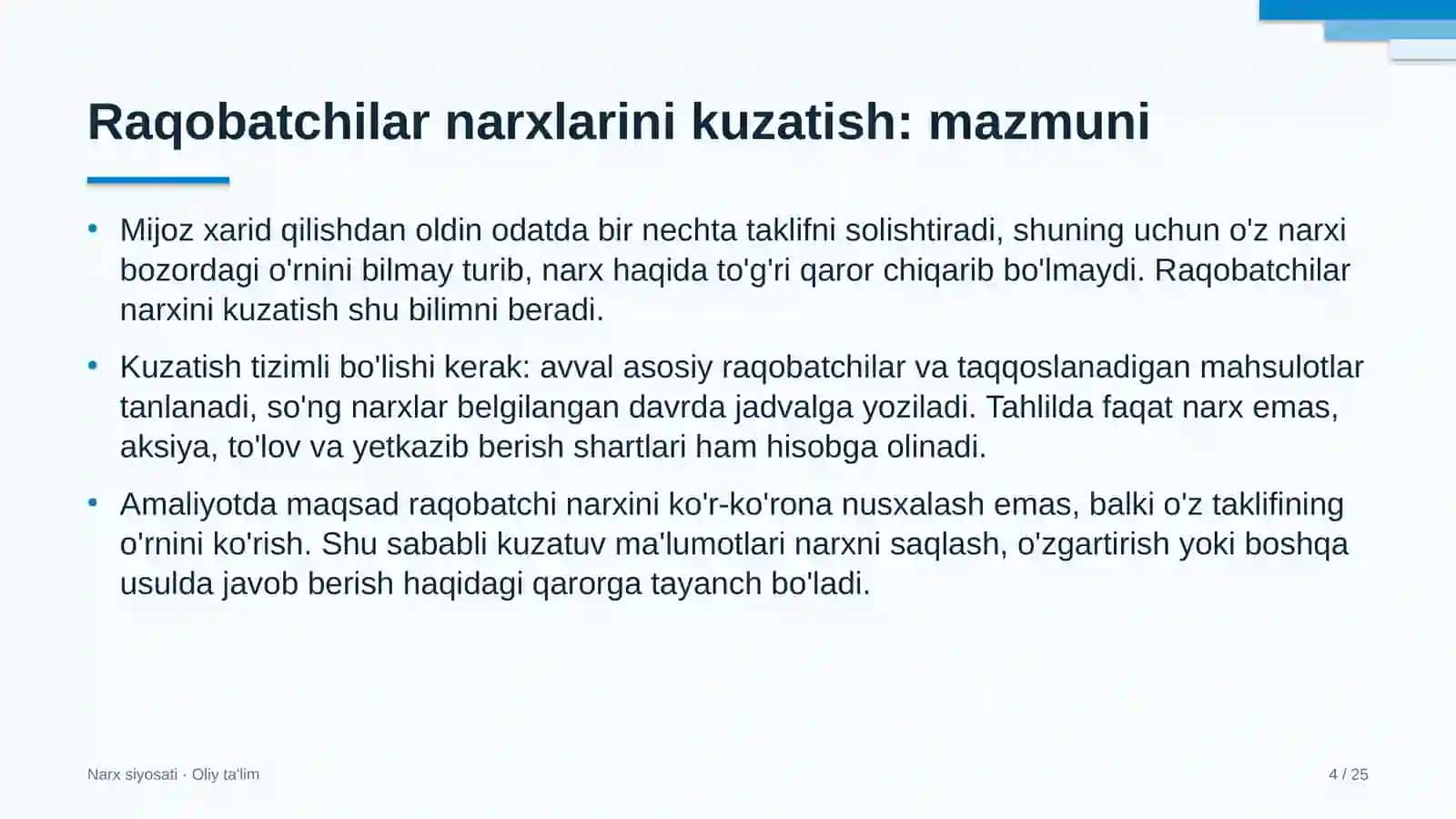 Atom energetikasida raqobatchilar narxlarini kuzatish 4