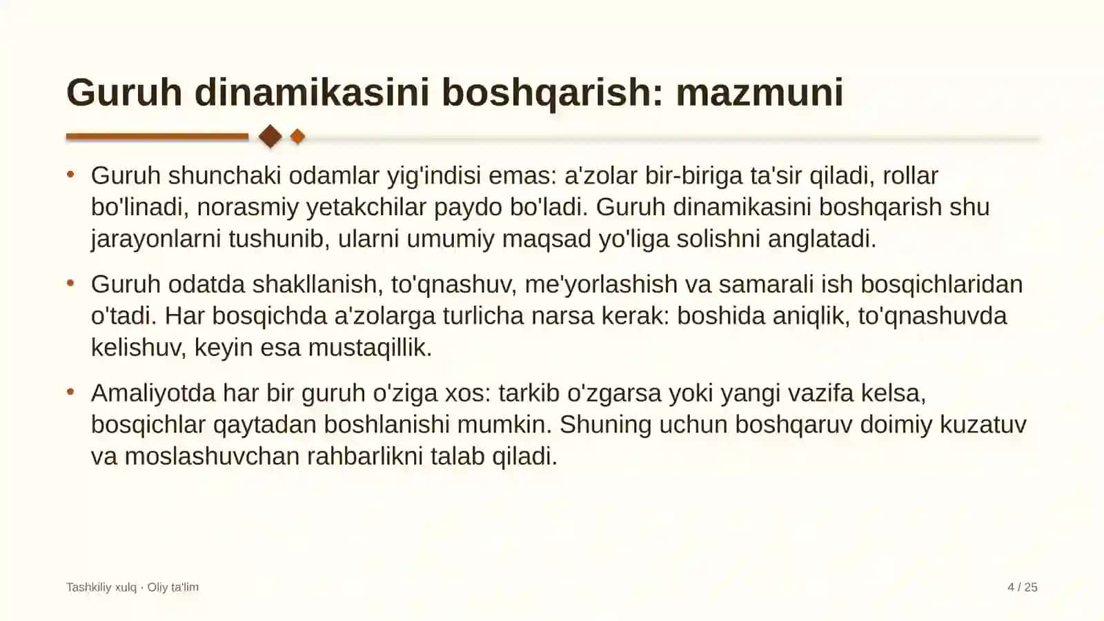 Xususiy klinikalarda guruh dinamikasini boshqarish 4