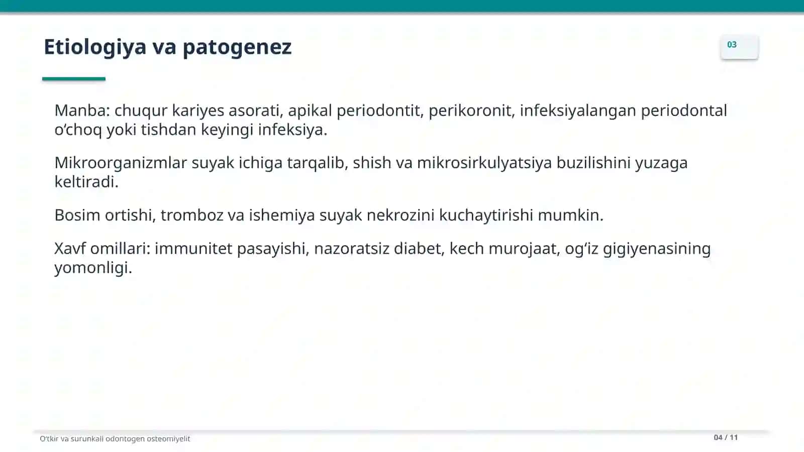 Oʻtkir va surunkali odontogen osteomiyelit 4