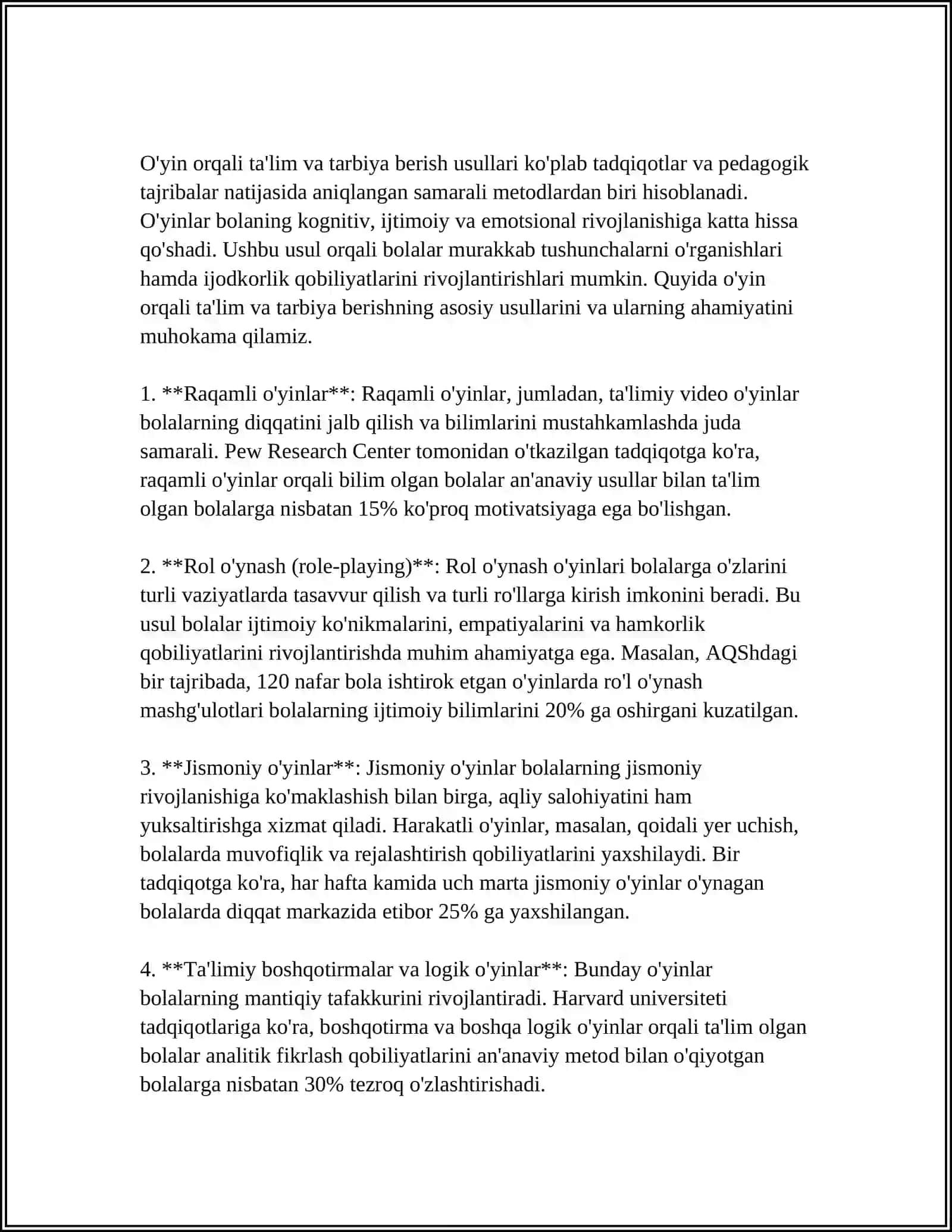 MAKTABGACHA TALIMDA TARBIYA BERISH USULLARI VA VOSITALARI 4