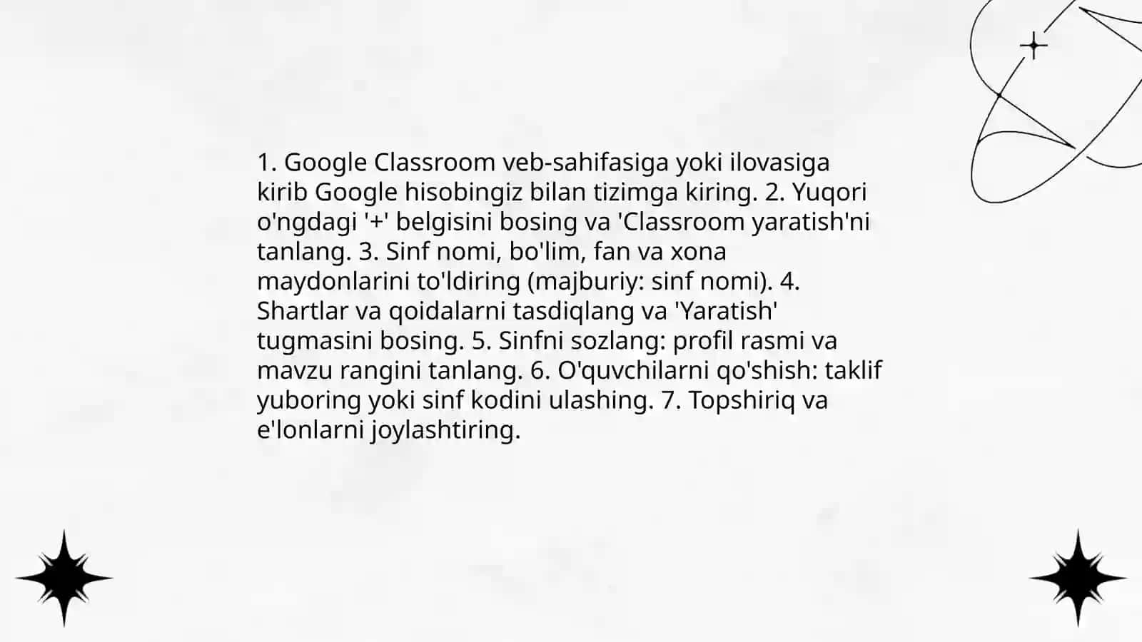 Google crassroomda sinfxona yaratish 4