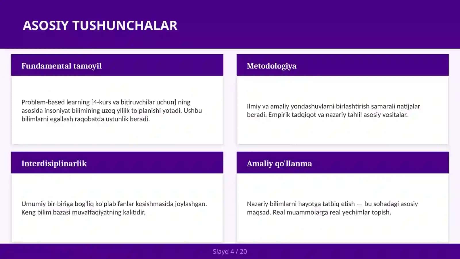 Problem-based learning [4-kurs va bitiruvchilar uchun] 4