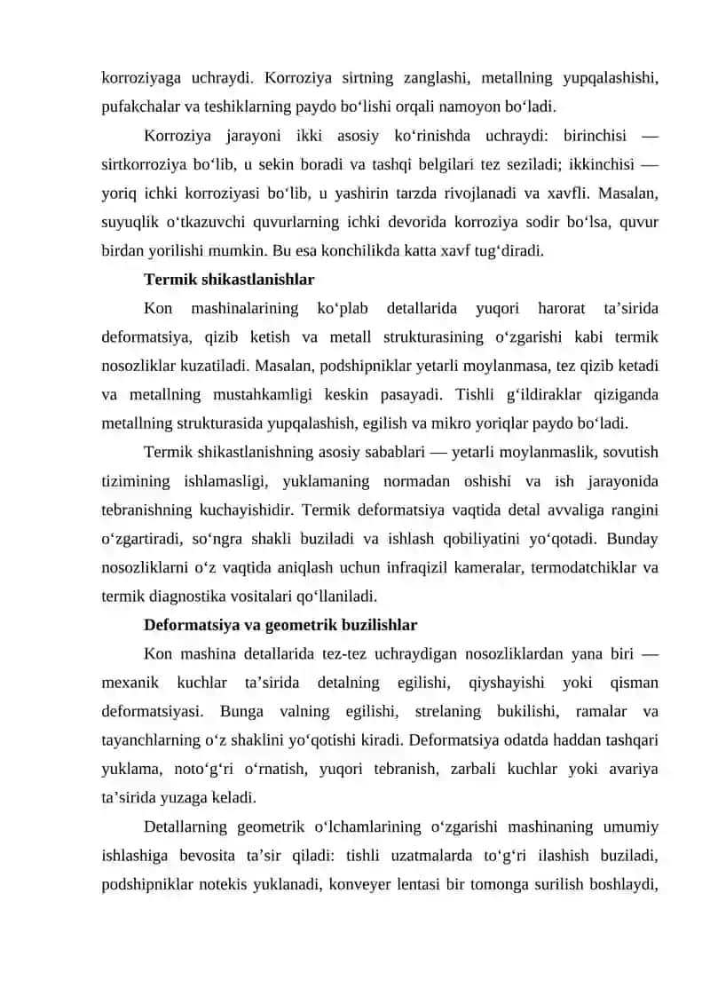 Kon mashina detallarini nosozligini aniqlash usullarini 4