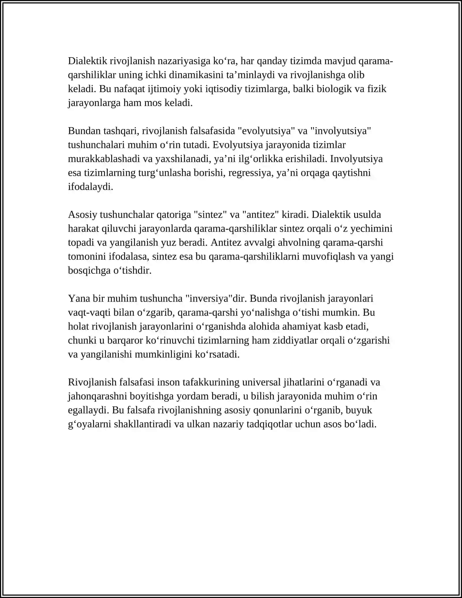 Rivojlanish Falsafasi 4