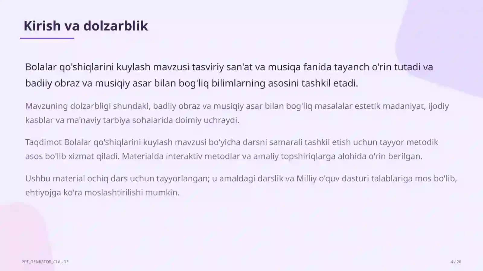 Bolalar qo'shiqlarini kuylash (1-sinf) 4