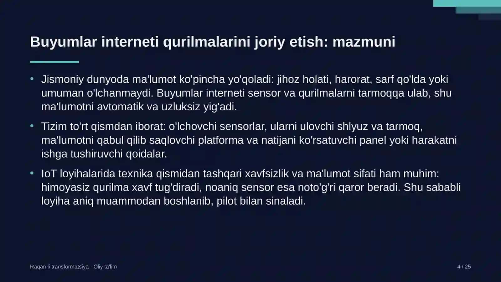 Raqamli TRANSFORMATSIYA · OLIY TA'LIM 4