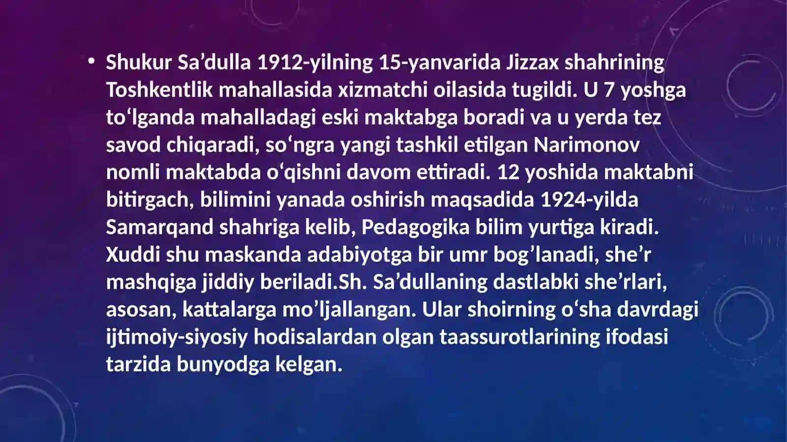 Shukur Sa’dullAhayoti va ijodi(1912-1972) 4
