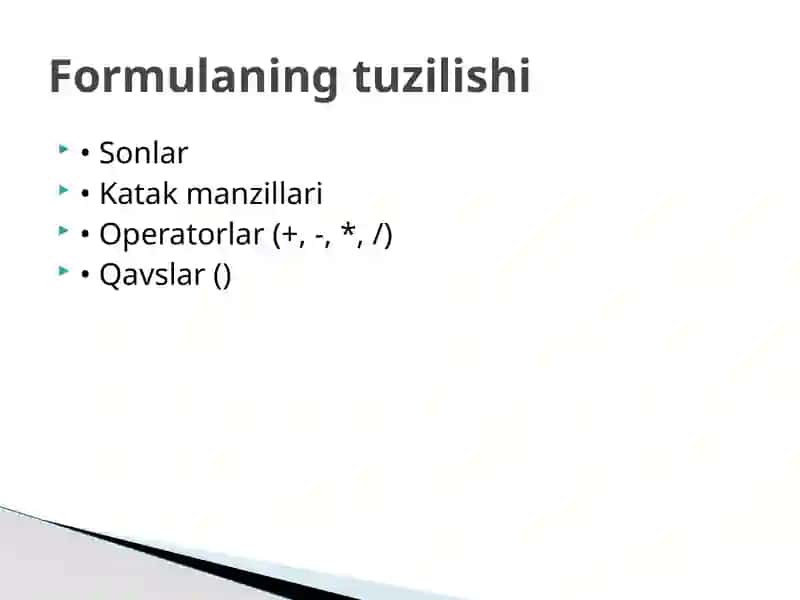 Formula va funksiyalarni yaratish 4