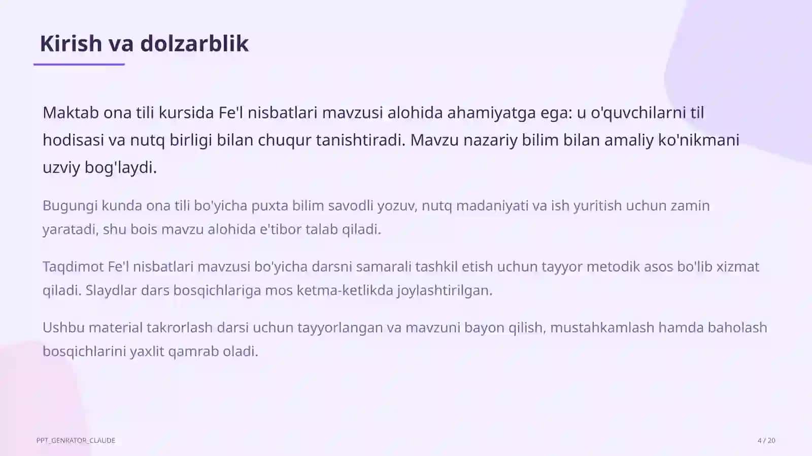Fe'l nisbatlari (7-sinf) 4