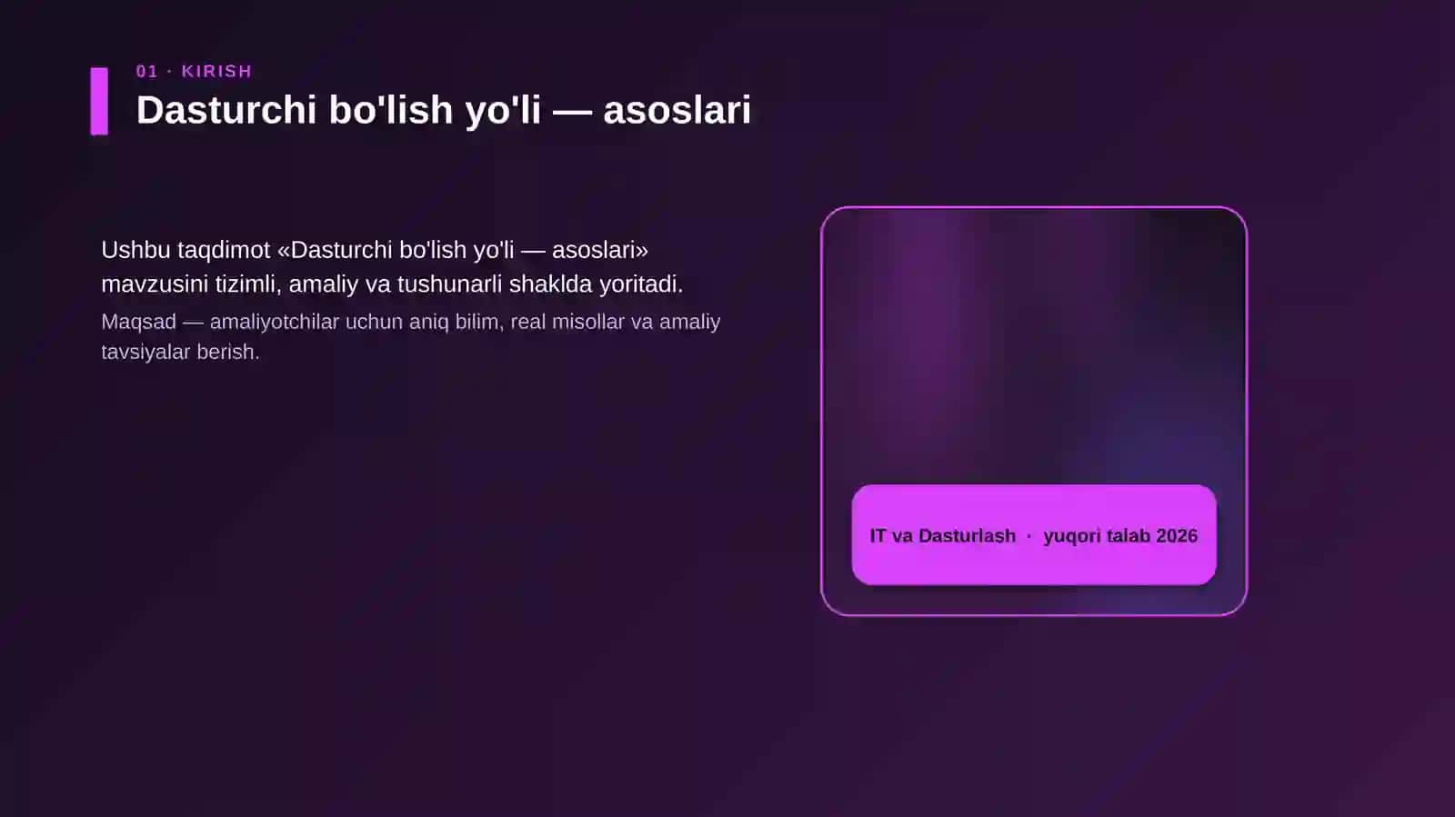 Dasturchi bo'lish yo'li — asoslari 4