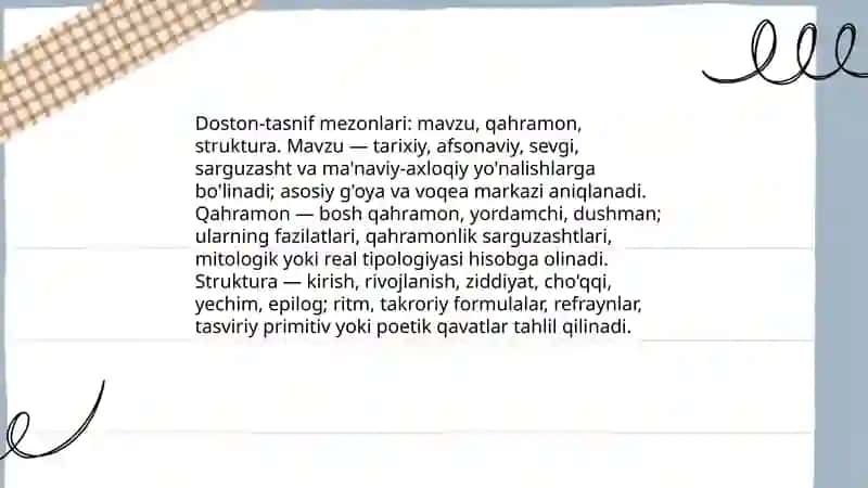 Õzbek xalq dostonlari tasnif 4
