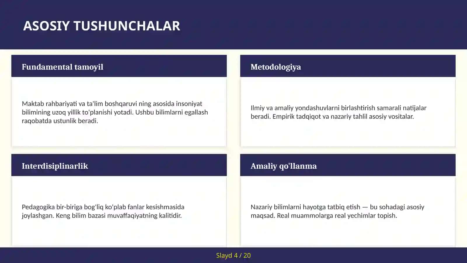 Maktab rahbariyati va ta'lim boshqaruv 4