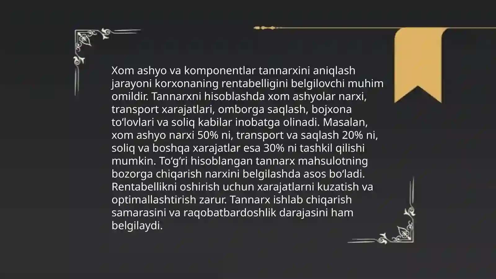 Maxsulot tannarxini kalkulatsiya qilishning buyurtmali usuli 4