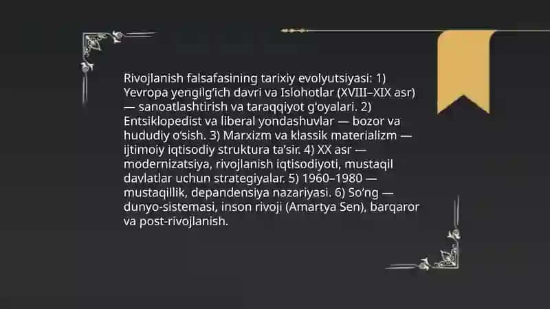 Rivojlanish falsafasi 4