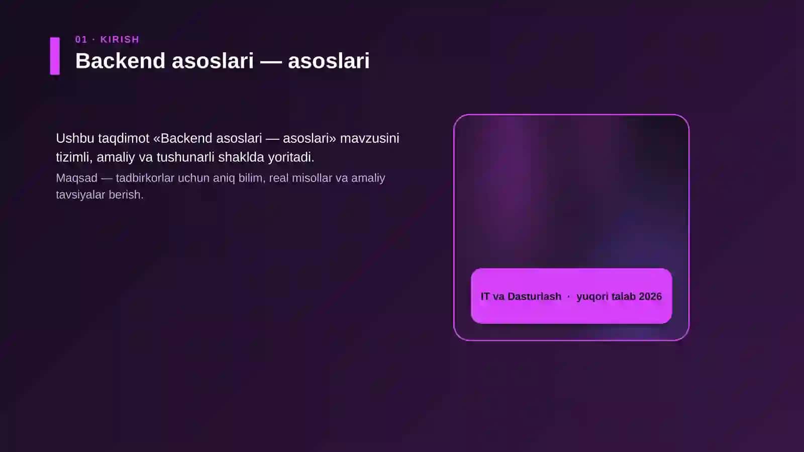 Backend asoslari — asoslari 4