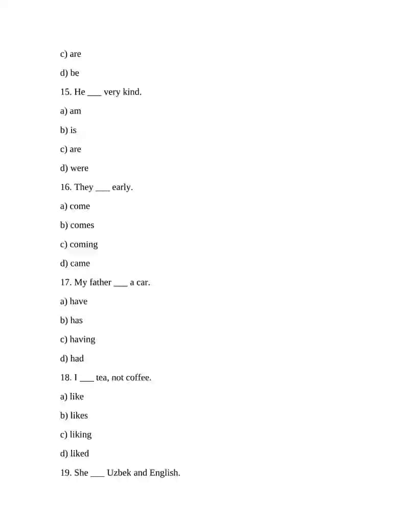 PRESENT SIMPLE 100 TEST 4