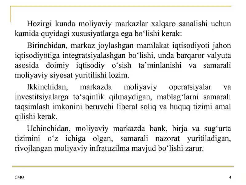 Xalqaro moliyaviy markazlar 4