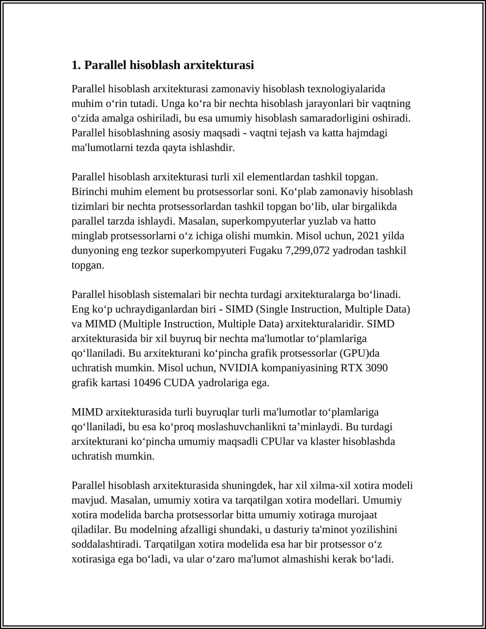RAQAMLI TASVIRNI QAYTA ISHLASHDA PARALLEL ALGORITMLAR: RAQAMLI TASVIRLAR BILAN ISHLASHDA PARALLEL TEXNIKALAR 4