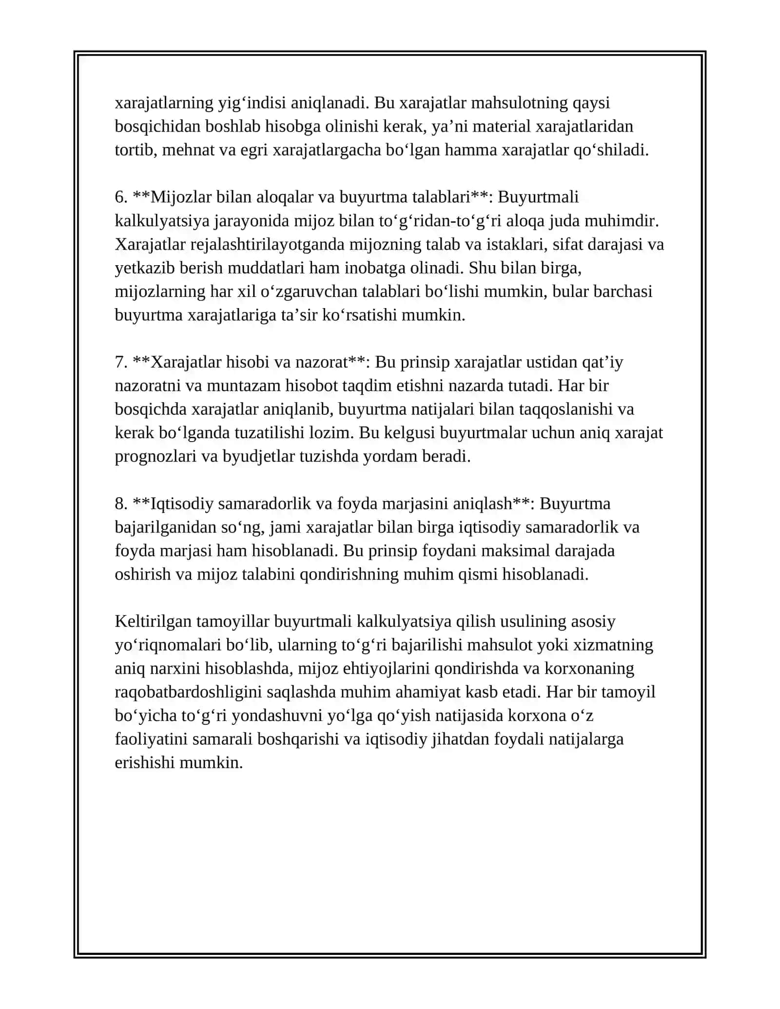 BUYURTMALI KALKULYATSIYA QILISH USULI 4